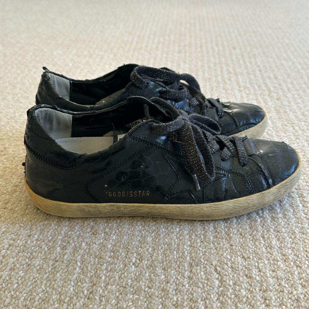 Black Snakeskin Golden Gooses